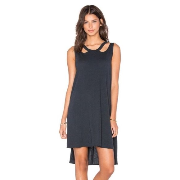 Revolve LNA Aura Dress Mini T-shirt Cut Out Hi Low Asymmetric Hem Cotton - Picture 1 of 15